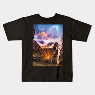 Golden Rock Sunset Kids T-Shirt